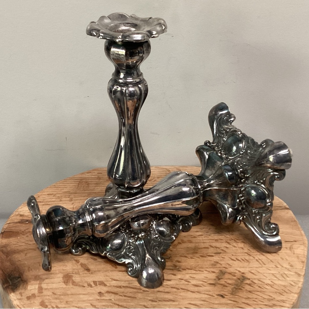 ⚫️ Vintage Beautiful & Ornate - Silver Plated “Heavy” Tapered Candle Holders